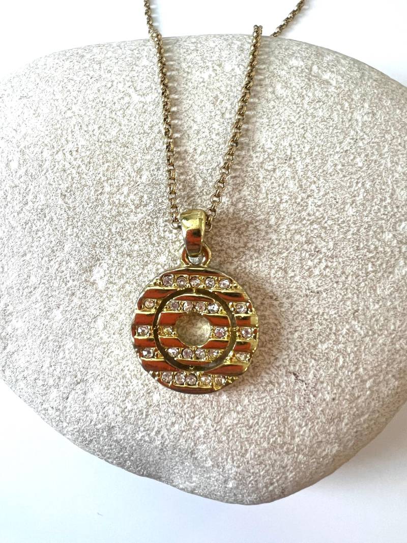 Israel Vergoldeter Weißer Topas Kreis Anhänger. Gold Überzogener Kreis-Unendlichkeits-Doppelt-Kreis-Weißer Topas-Anhänger. Anhänger Vintage von glamrox