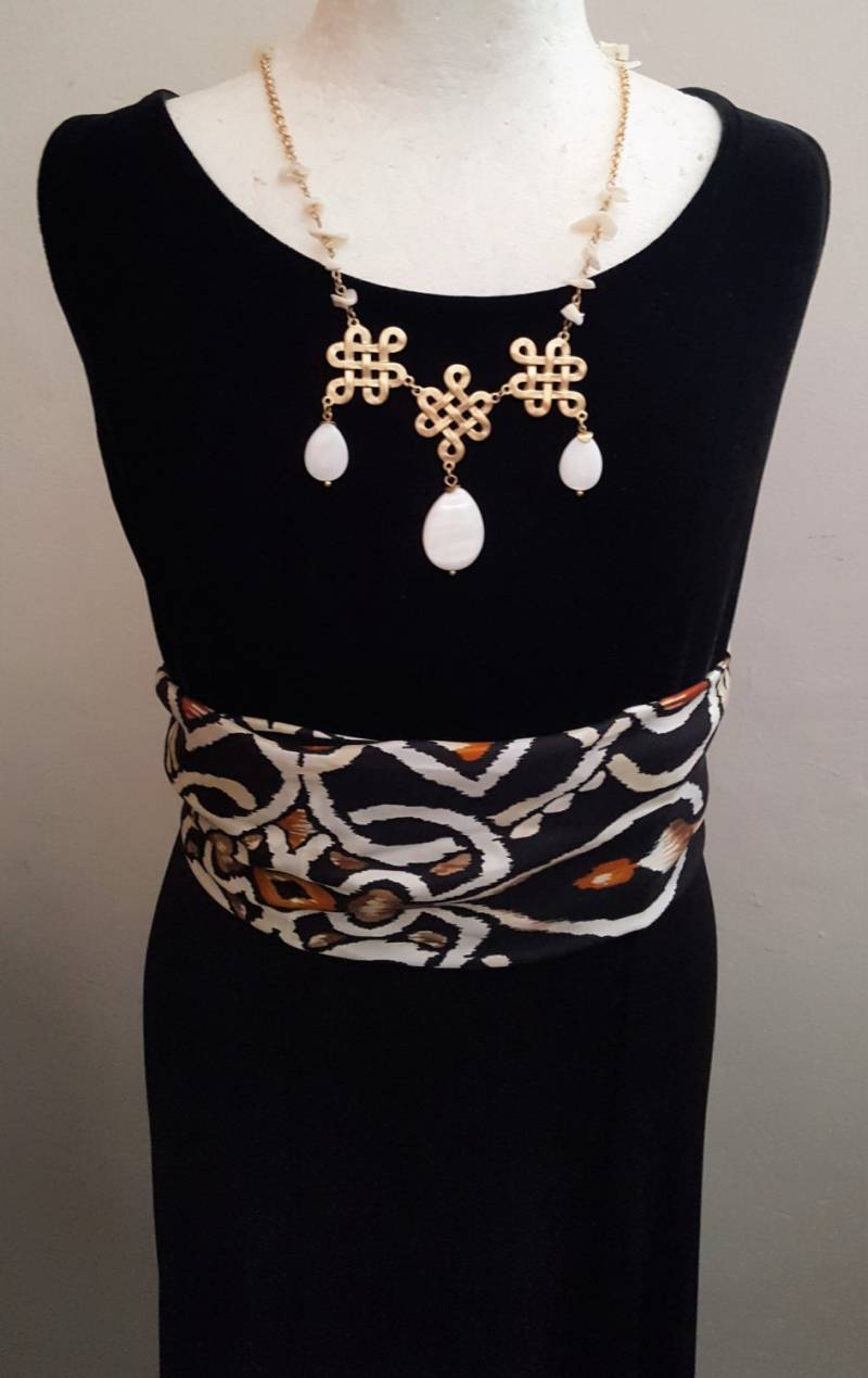 Langes Gold & Perlmutt Infinity Halskette Und Ohrring Set. Lange/Kurze Boho-Halskette. Unendlich Einstellbar von glamrox