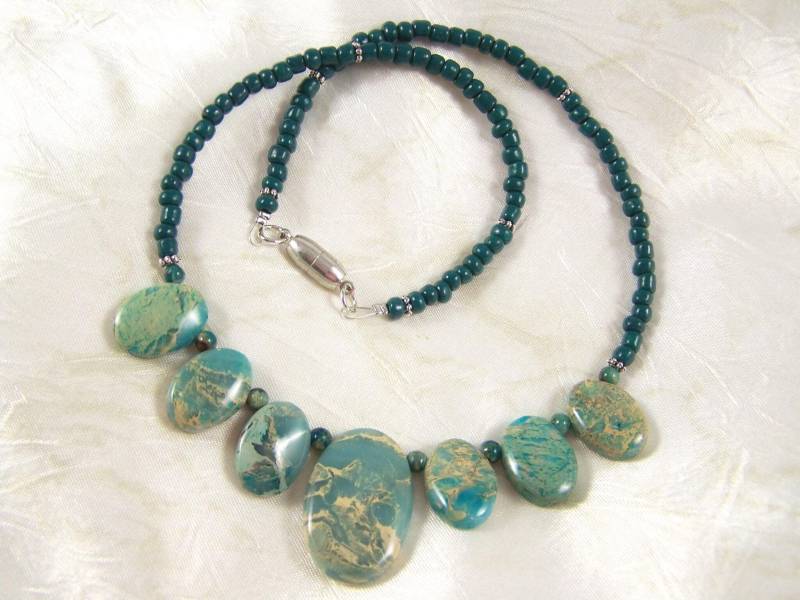 Edelstein Collier Sediment-Jaspis Halskette Einzelstück Unikat Halsschmuck Geschenk Frauen Geburtstag Hochzeitstag Verlobung Weihnachten von glanzundgeschmeide