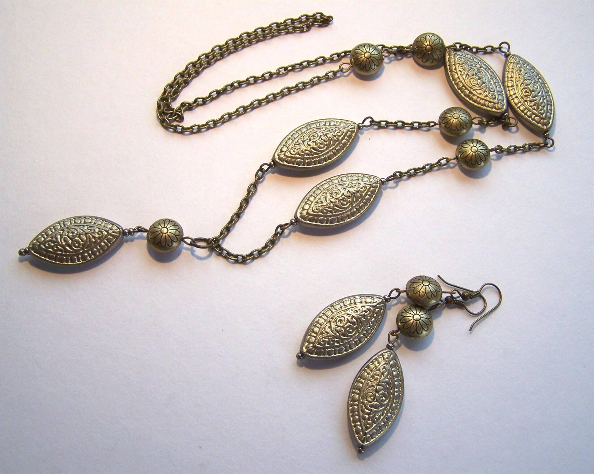 Fatima Schmuckset Halskette Ohrringe Ohrschmuck Orientalisch Boho Bronzefarben Frauen Geburtstag Hippie Hochzeitstag Geschenk Weihnachten von glanzundgeschmeide