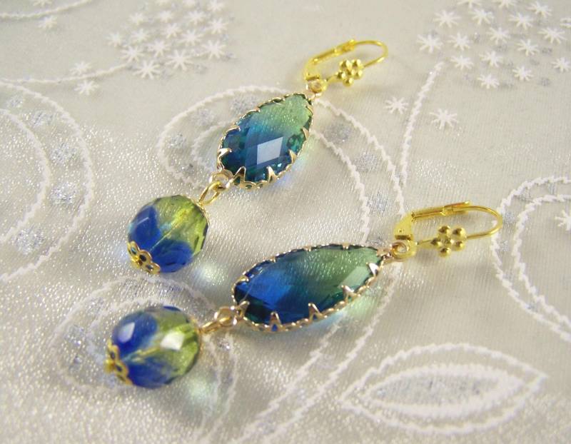 Funkelnder Elfensee Ohrringe Vintage Ohrhänger Ohrstecker Ohrschmuck Viktorianisch Geschenk Frauen Damen Hochzeitstag Romantisch Jugendstil von glanzundgeschmeide