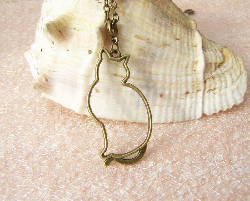 Halskette Katze Silhouette Bronzefarben Cat Kater Tiere Halsschmuck Geschenk Geburtstag Damen Mädchen Hochzeitstag Muttertag von glanzundgeschmeide