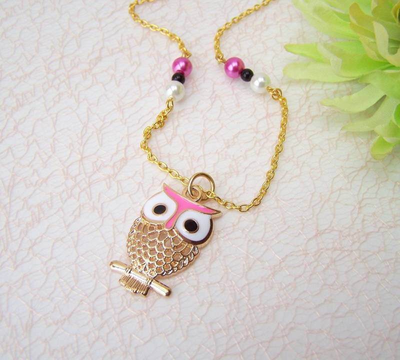 Halskette Mit Anhänger Eule Halsschmuck Collier Rosengoldfarben Tiere Geschenk Damen Mädchen Geburtstag Hochzeitstag Muttertag Weihnachten von glanzundgeschmeide