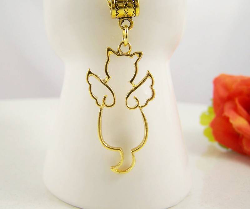 Katzenengelchen Halskette Halsschmuck Katze Kater Geschenk Geburtstag Frauen Damen Mädchen Muttertag Weihnachten Hochzeitstag Goldfarben von glanzundgeschmeide