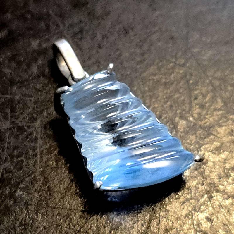 Designer 925 Silber Aquamarin Anhänger, Fantasyschliff, Sterling Silver, Blauer Stein, Heilstein, Design, Modern von glaskult13