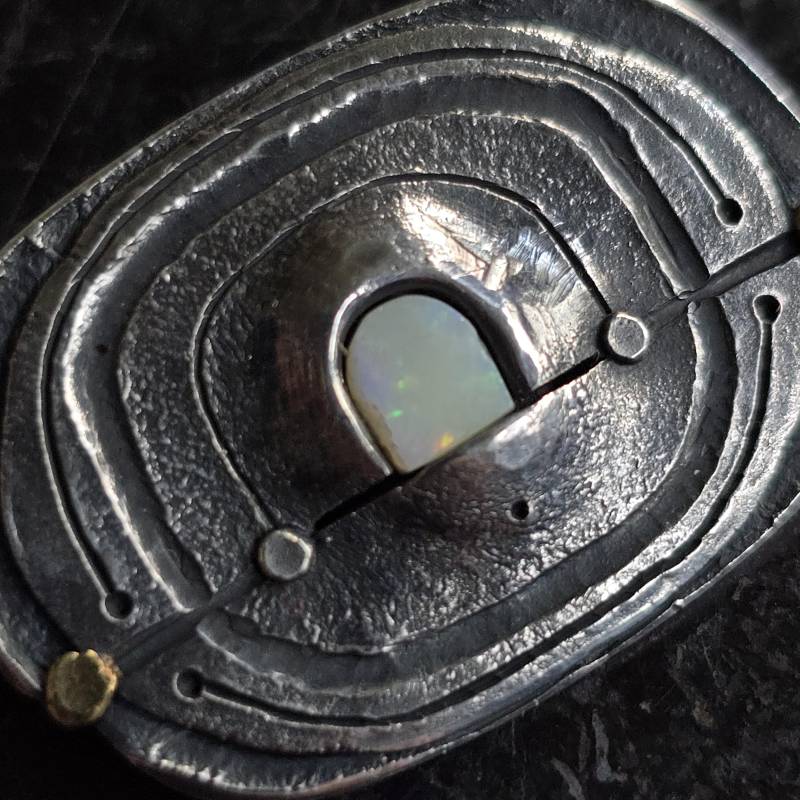 Designer Brosche Mit Opal, 925 Sterling Silber, Edelopal, Brutalistisch, Designerschmuck von glaskult13
