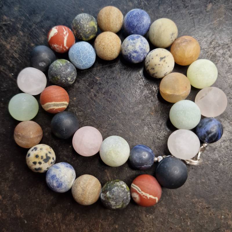 Regenbogen Edelsteinkette Mit 925 Silber Verschiedene Steine Mattiert von glaskult13