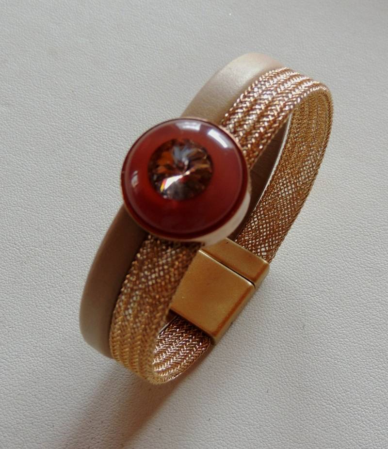 Metall Armband Mit Leder von glasschmuckdesign