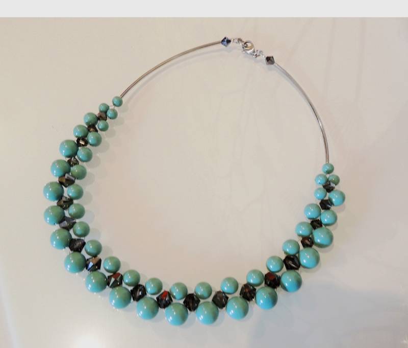 Perlencollier in Trendfarbe Mint von glasschmuckdesign
