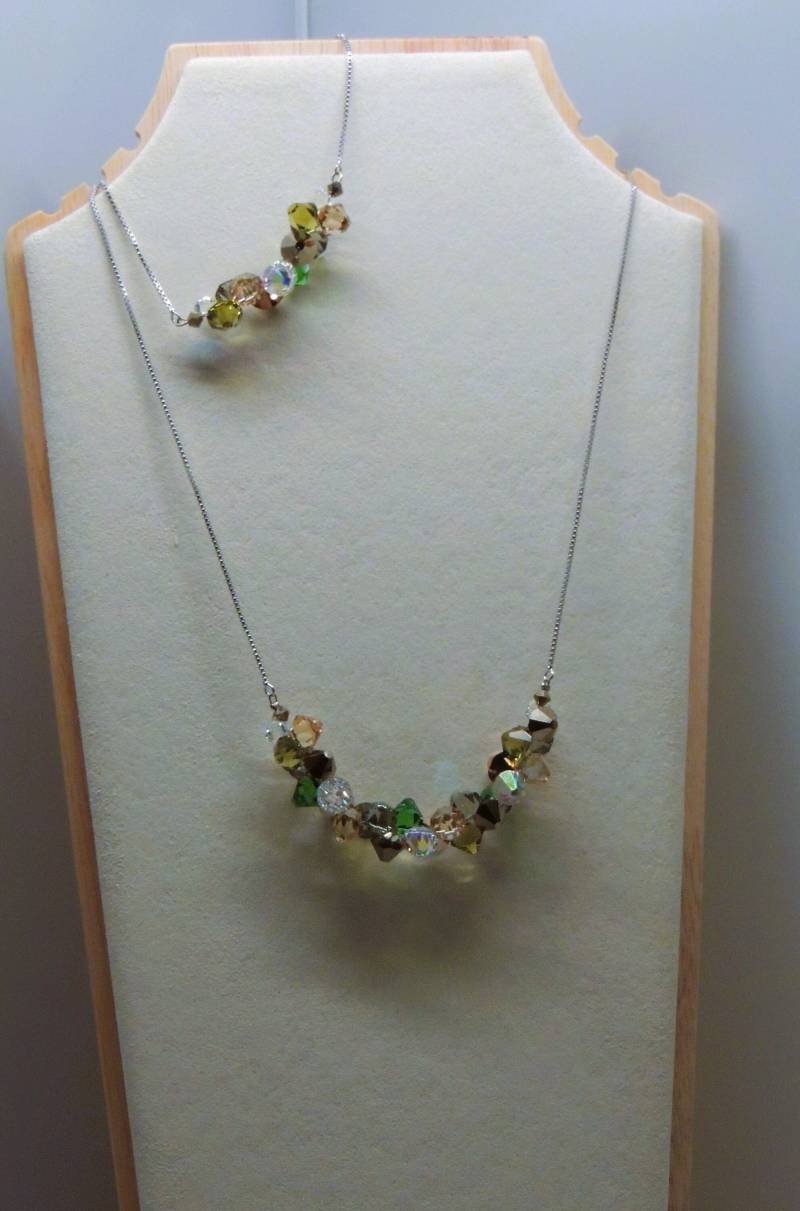 Swarovski Bicone Perlen, Kette, Variabel Und Armband Als Set von glasschmuckdesign