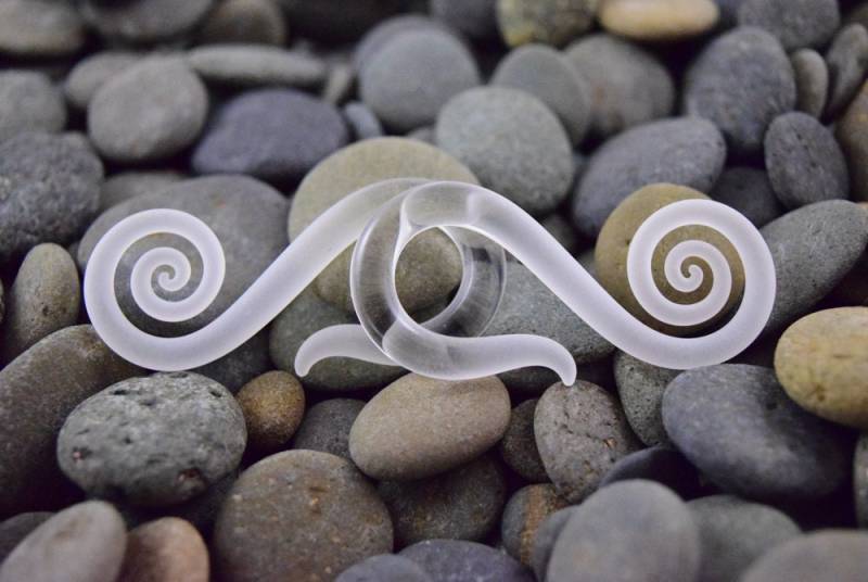 Klare Seaglass Spiral Gauges 14G Glaskörper Schmuck Klare Seaglass Spiral Gauges 14G Glaskörper Schmuck von glassheartstudio