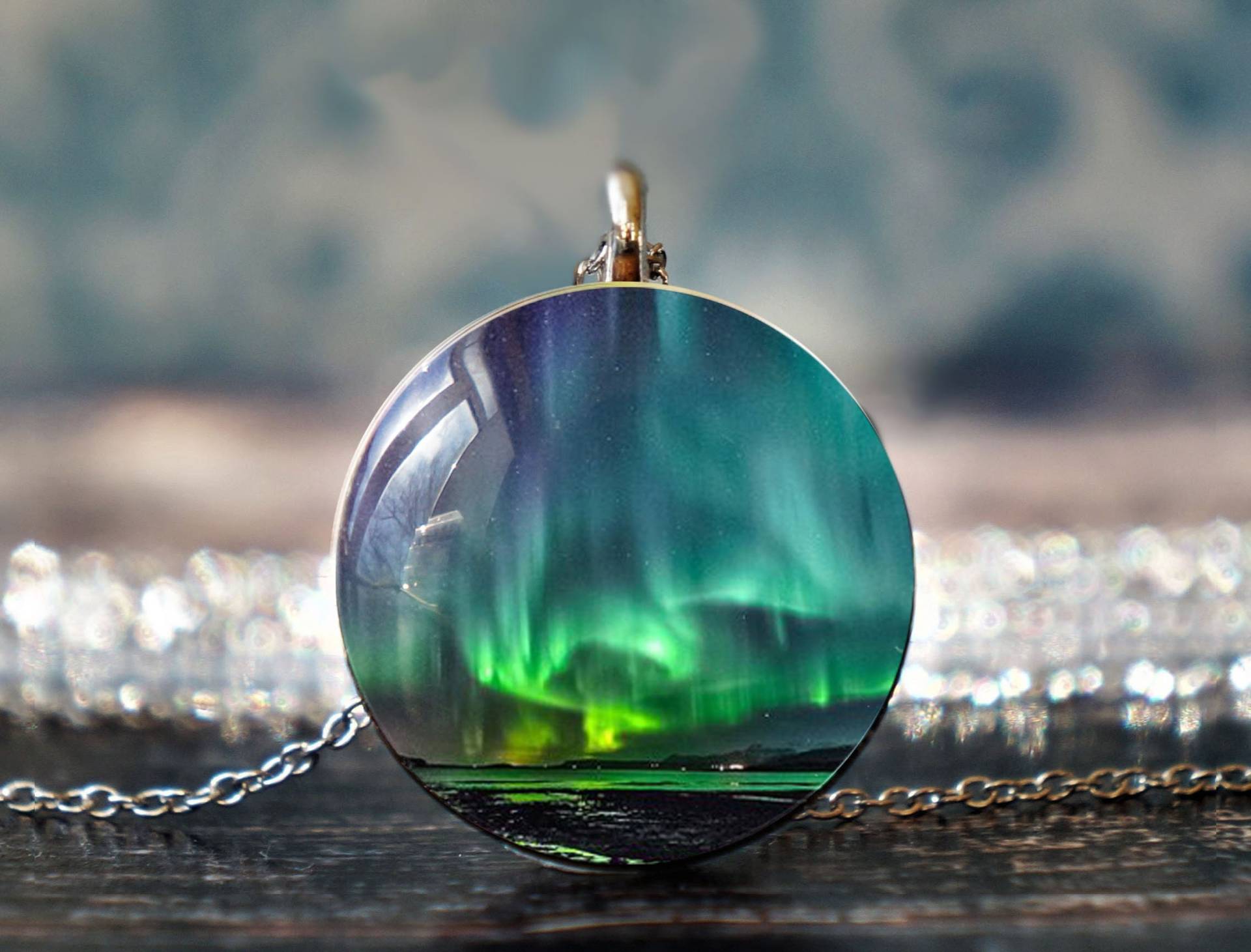 Aurora Anhänger, Halskette, Nordlicht Schmuck, Borealis Nordlichter Geschenk, Nordhimmel von glassory