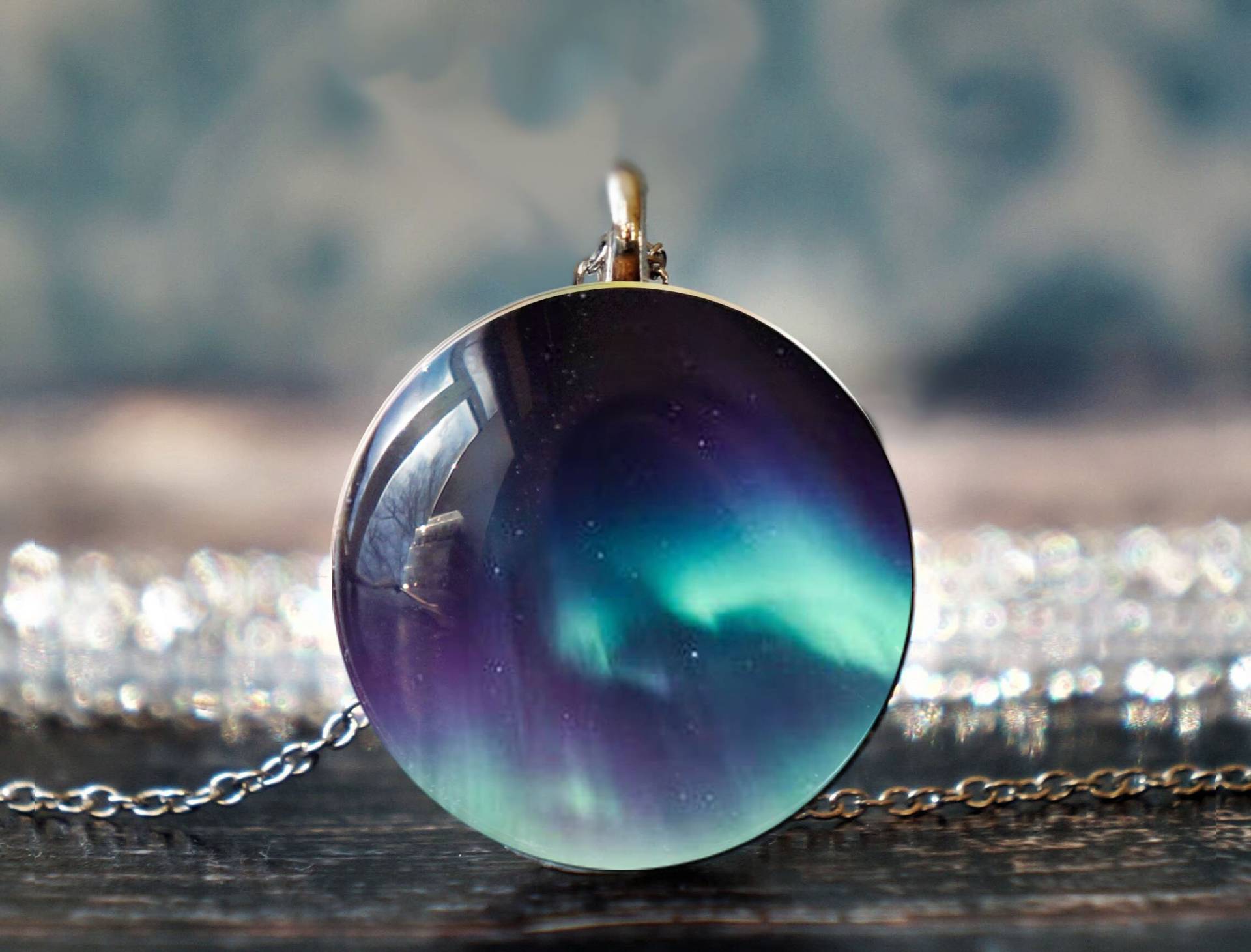 Aurora Borealis , Nordlicht Halskette Anhänger Schmuck Geschenk von glassory