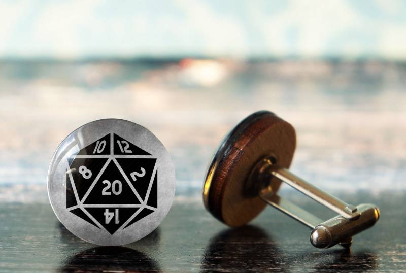 D20 Manschettenknöpfe , Nerd Dad Geschenke Geek Hochzeit Bräutigam Natur Zwanzig Polyhedral Würfel von willowtail