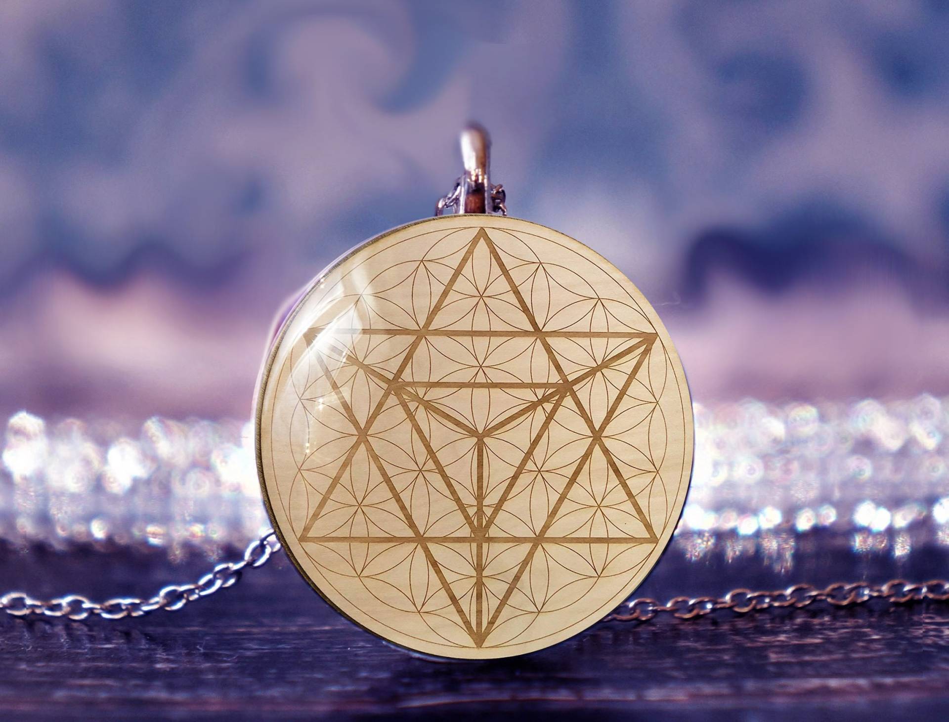 Heilige Geometrie , Merkaba Kette Kabbalah Schmuck Blume Des Lebens Stern Tetraeder von glassory