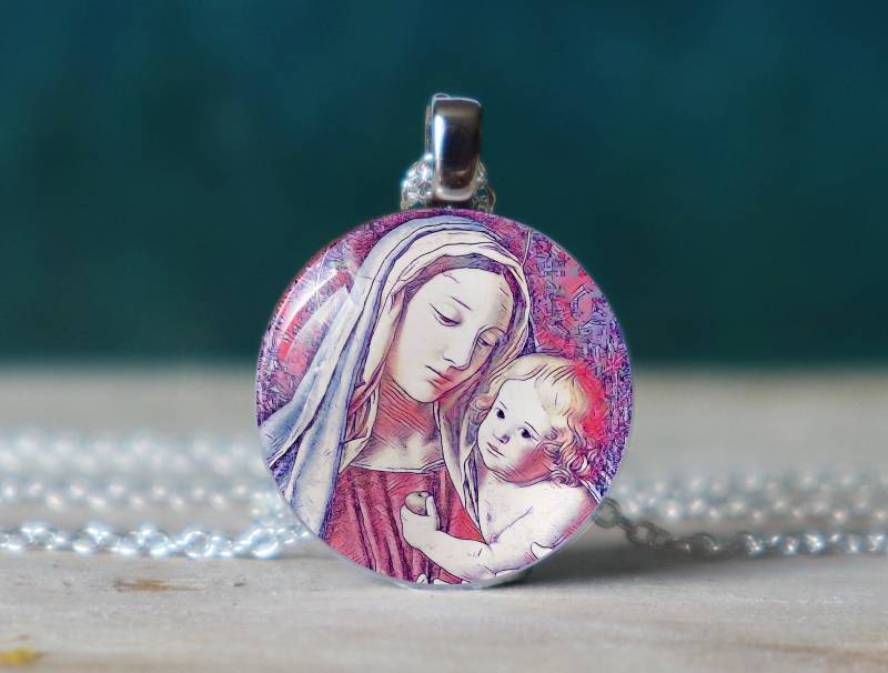 Jungfrau Maria Halskette , Anhänger Jesus Mutter Erstkommunion Geschenk von willowtail