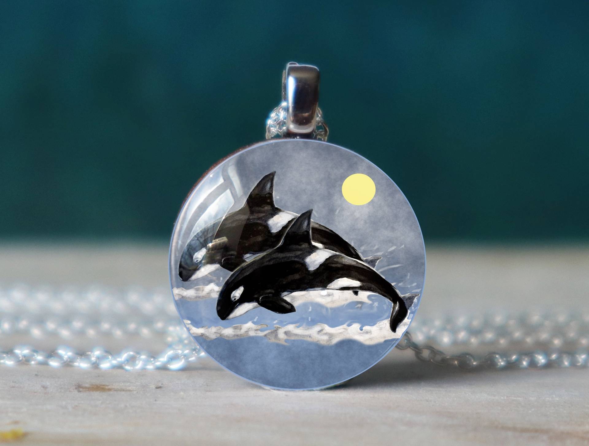 Orka Halskette, Wal Orca Schmuck, Wal, Seeleben Geschenk, Ozean Geschenk von glassory