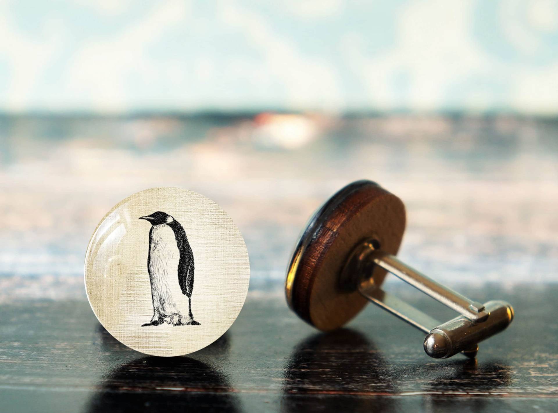 Pinguine Manschettenknöpfe, Manschettenknöpfe Aus Holz, Pinguin Geschenke Für Ihn, Einzigartiger Holzgeschenk Männer, Pinguinliebhaber Geschenk von glassory