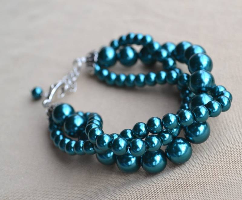 Türkis Glasperlen Armband, Brautschmuck von glasspearlstore