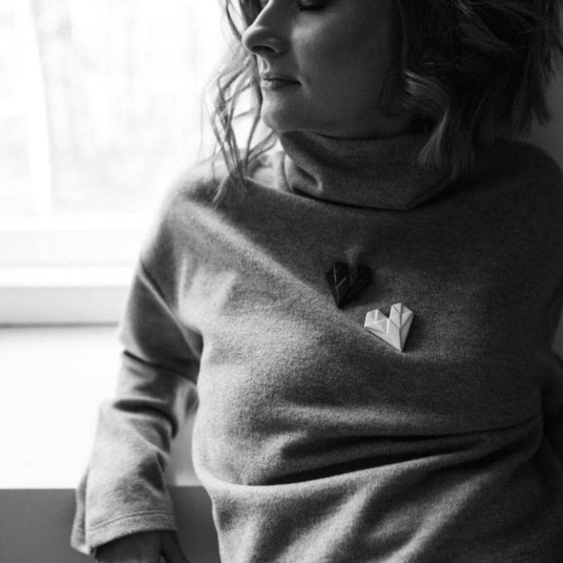 Origami Brosche Herz Keramik Natur Accessoires Pin Freund Geschenk von glazeworkshop