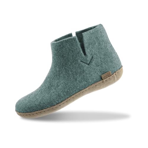 GLERUPS Stiefelpantoffeln Damen und Herren mit Ledersohle (Nordsee) | Bequeme Slipper-Stiefel für Damen und Herren | Kuschelige Herren und Damen Stiefelpantoffeln von glerups dk