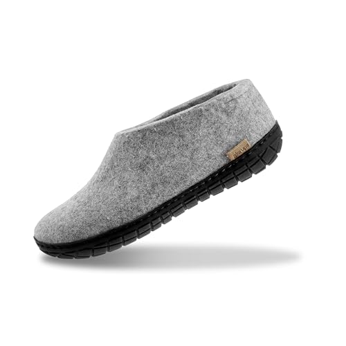 Glerups Filz Hausschuhe Herren und Damen (Größe 41) | Komfortabler Hausschuh mit Natürlicher Gummisohle | Herren & Damen Slipper Geschlossen | Comfortable Slippers Women & Men von glerups dk