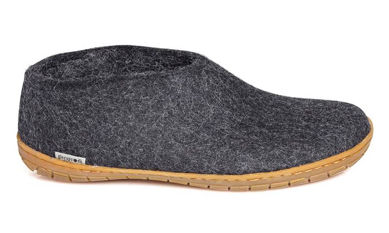 glerups dk Modell A Filzschuh Kautschuksohle Hausschuh antibakteriell, atmungsaktiv, hautschonend, geruchsneutral von glerups dk