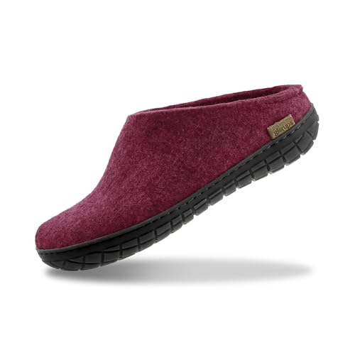 glerups dk Modell BR-02 Unisex - Erwachsene Filz-Slipper, Damen,Herren Huettenschuhe, Freizeit Filz-Pantoffel Slipper warm,Cranberry,40 EU / 6.5 UK von glerups dk