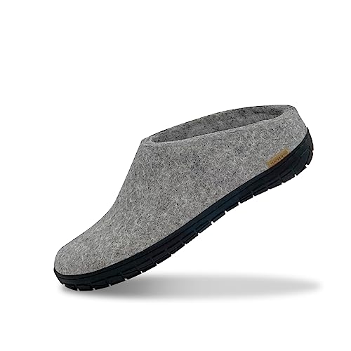 glerups dk Modell BR-02 Unisex - Erwachsene Filz-Slipper, Damen,Herren Huettenschuhe, Maenner Frauen maennliche Freizeit,Grey,41 EU / 7.5 UK von glerups dk