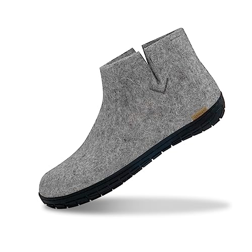 glerups dk Modell GR-02 Unisex - Erwachsene Filz-Stiefel, Damen,Herren Huettenschuhe, Slipper Puschen Stiefel lammfell Schafwolle,Grey,43 EU / 9 UK von glerups dk