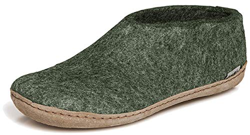 GLERUPS Damen und Herren Indoor und Outdoor Hausschuhe mit Gummisohle (Grün) | Bequeme Slipper-Stiefel für Damen und Herren | Kuschelige Herren und Damen Stiefelpantoffeln von glerups dk