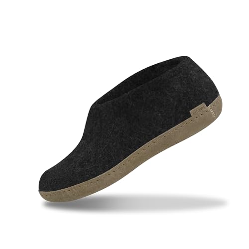 glerups dk Unisex - Erwachsene Hausschuhe, Damen,Herren Hüttenschuhe,Ledersohle, lammfell Merino-Wolle Schafwolle warm Winter,Schwarz,48 EU / 13 UK von glerups dk