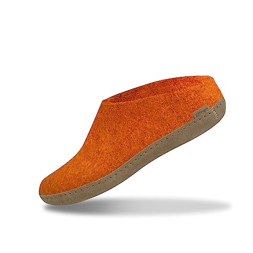 glerups dk Unisex - Erwachsene Hausschuhe, Damen,Herren Hüttenschuhe,Ledersohle, Schafwolle Pantoffel Slipper Puschen Stiefel,Orange,37 EU / 4 UK von glerups dk