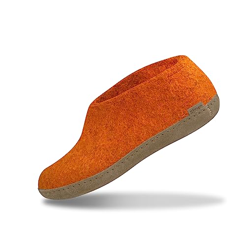 glerups dk Unisex - Erwachsene Hausschuhe, Damen,Herren Hüttenschuhe,Ledersohle, Schafwolle Pantoffel Slipper Puschen Stiefel,Orange,40 EU / 6.5 UK von glerups dk