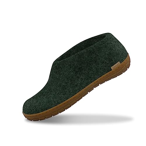 glerups dk Unisex - Erwachsene Hausschuhe, Damen,Herren Hüttenschuhe,honigfarbene Kautschuksohle, Pantoffel Slipper Puschen,Grün,48 EU / 13 UK von glerups dk