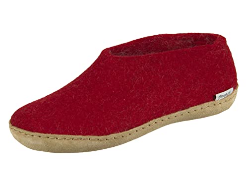 glerups dk Unisex - Kinder Hausschuhe,Jungen,Mädchen Hüttenschuhe,Ledersohle,Puschen Stiefel Lammwolle Schafwolle,Rot,28 EU / 10 UK Child von Glerups