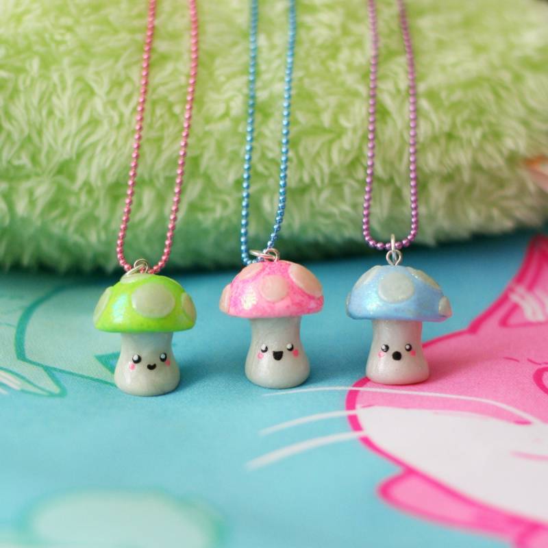 Pilz Halskette Ton Charm Glitter Süße Kawaii Fairy Kei Pastel Pilz Halskette Ton Charm Glitter Süße Kawaii Fairy Kei Pastel von globlinbby