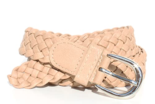 GLOMY * Geflochtener Gürtel für Damen und Mädchen, handgewebter Gürtel für Hosen oder über Kleid aus Halbleder, camel, Einheitsgröße von GLOMY