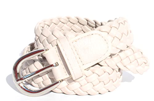 GLOMY * Geflochtener Gürtel für Damen und Mädchen, handgewebter Gürtel für Hosen oder über Kleid aus Halbleder, beige, Einheitsgröße von GLOMY