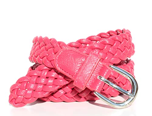 glomy * Geflochtener Gürtel für Damen und Mädchen, handgewebter Gürtel für Hosen oder über Kleid aus Halbleder, Fuchsia, Einheitsgröße von GLOMY
