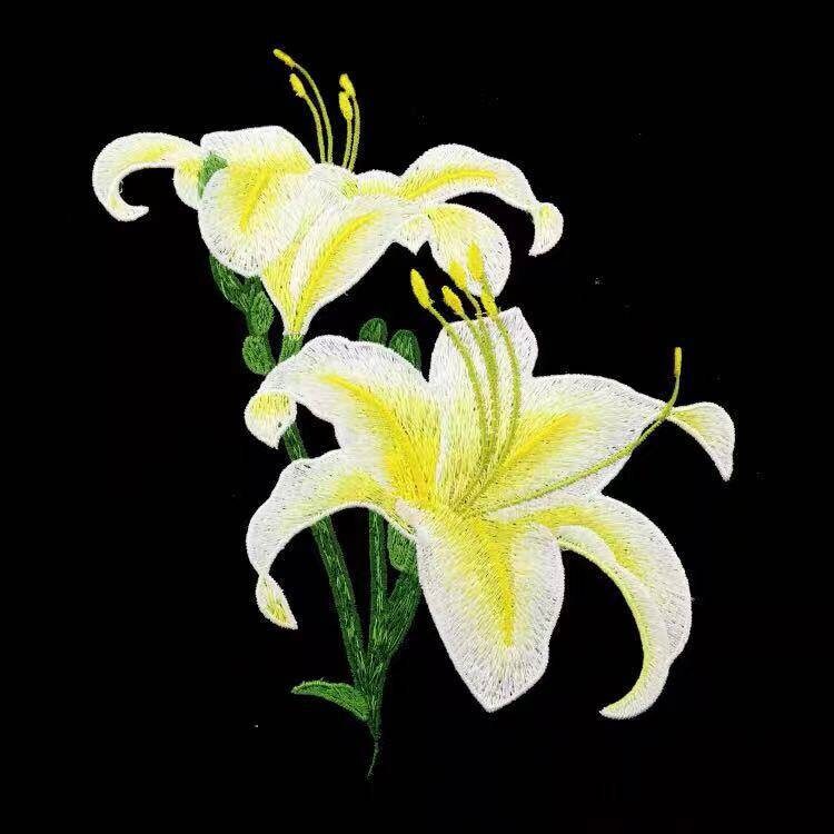 Lilie Blume Aufnäher Gestickt Diy Applikation | 16x17.5 cm von gloriahomelifecraft