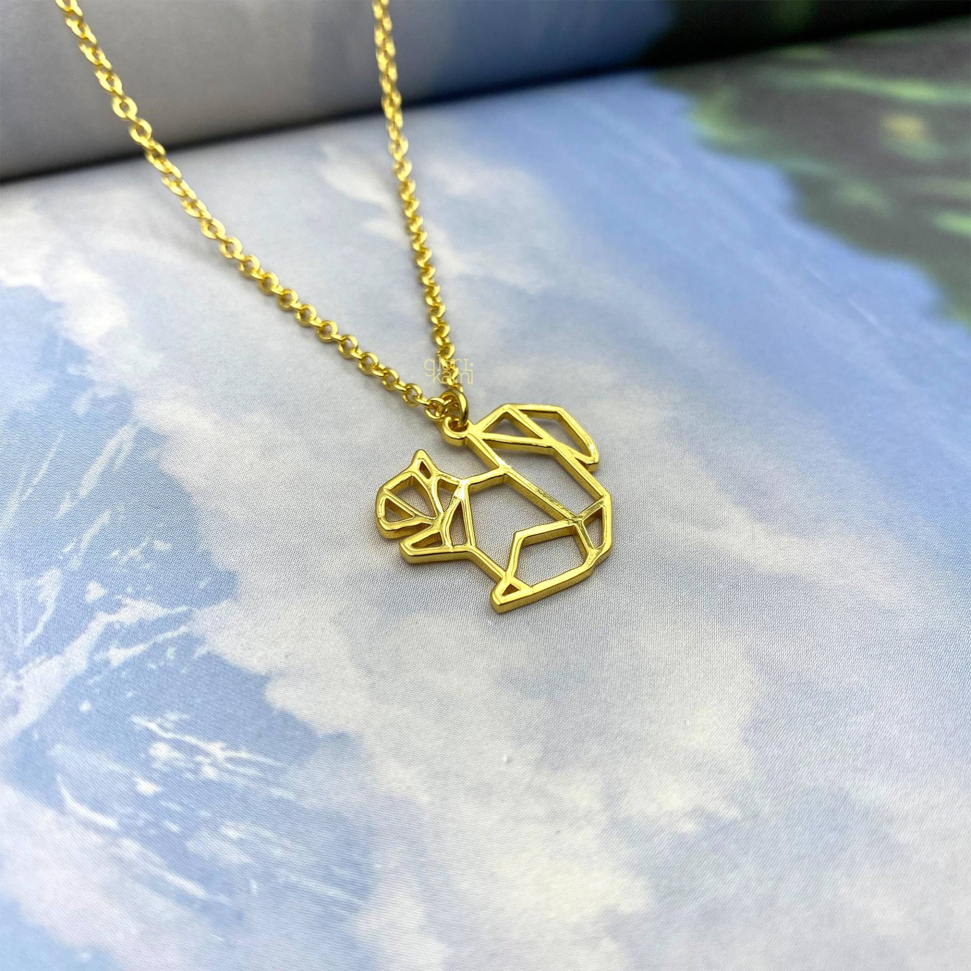 Origami Eichhörnchen Halskette Vergoldeter Waldtier Schmuck von glorikami