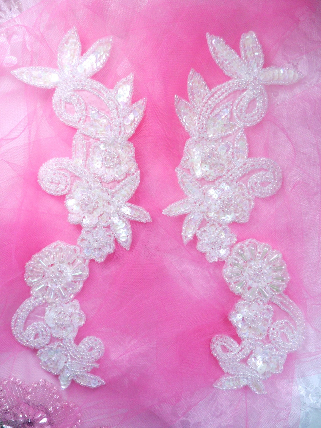 0183 Aurora Borealis Crystal Ab Spiegel Paar Pailletten Perlen Applikationen Blütenranke 10"(0183 X-Kabine 0183 Aurora Borealis Crystal Ab Spiegel Paar Pailletten Perlen Applikationen Blütenranke 10"(0183 X-Kabine von gloryshouse