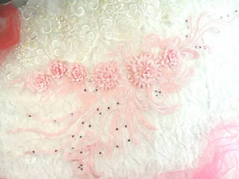 3D Stickerei Akzentuiert Applique Pink Floral Ballett Pailletten Patch Strass 20"(Dh71-Pk 3D Stickerei Akzentuiert Applique Pink Floral Ballett Pailletten Patch Strass 20"(Dh71-Pk von gloryshouse