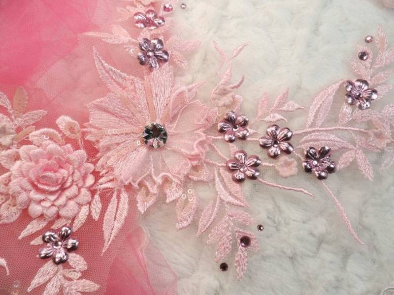 Bestickte 3D Applikation Rosa Blumen Ballett Pailletten Patch Strass Center 14"(Dh70-Pk Bestickte 3D Applikation Rosa Blumen Ballett Pailletten Patch Strass Center 14"(Dh70-Pk von gloryshouse