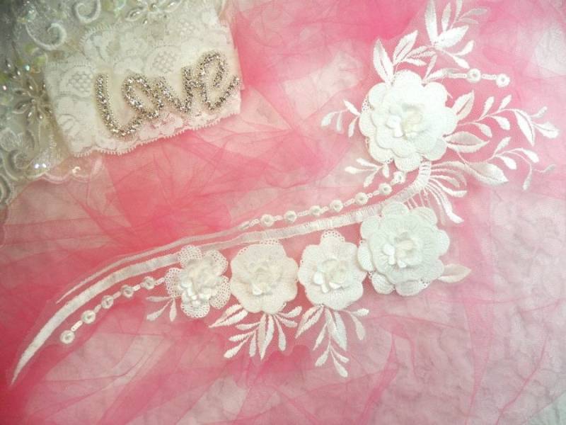 Bestickte 3D Applikation Weiß Floral Ballet Pailletten Aufnäher 16" | Dh74-Wh Bestickte 3D Applikation Weiß Floral Ballet Pailletten Aufnäher 16" | Dh74-Wh von gloryshouse