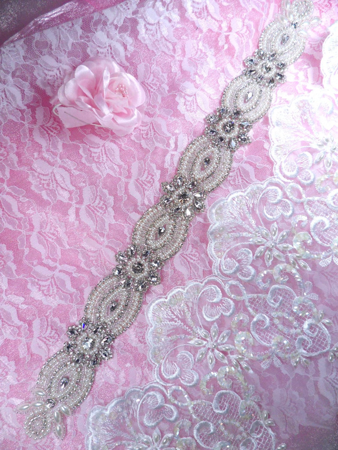 Braut Schärpe Kristall Strass Perle Applikation Patch Motiv 18, 5 "xr309-Slcrp von gloryshouse