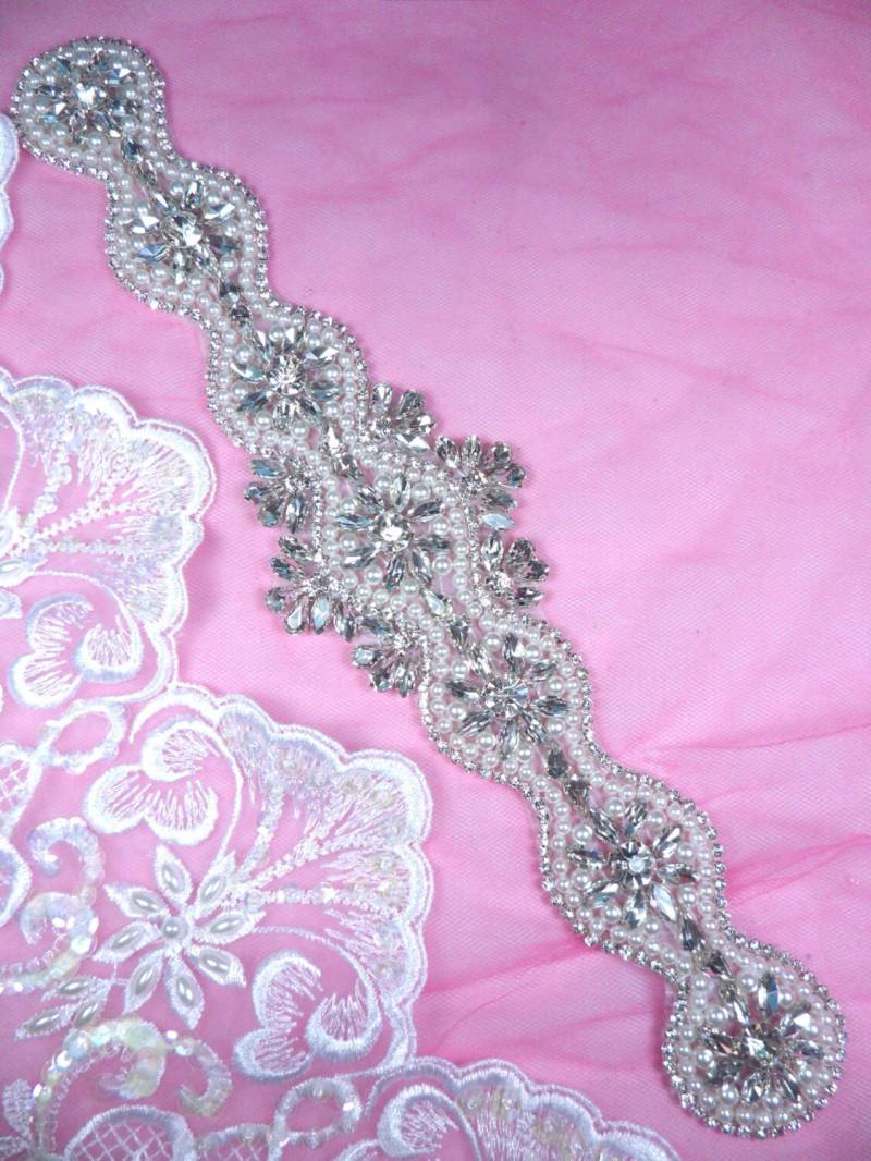 Dh42 Perlen Applique Kristallklaren Strass Patch 12, 5"(Dh42-Slcrp von gloryshouse