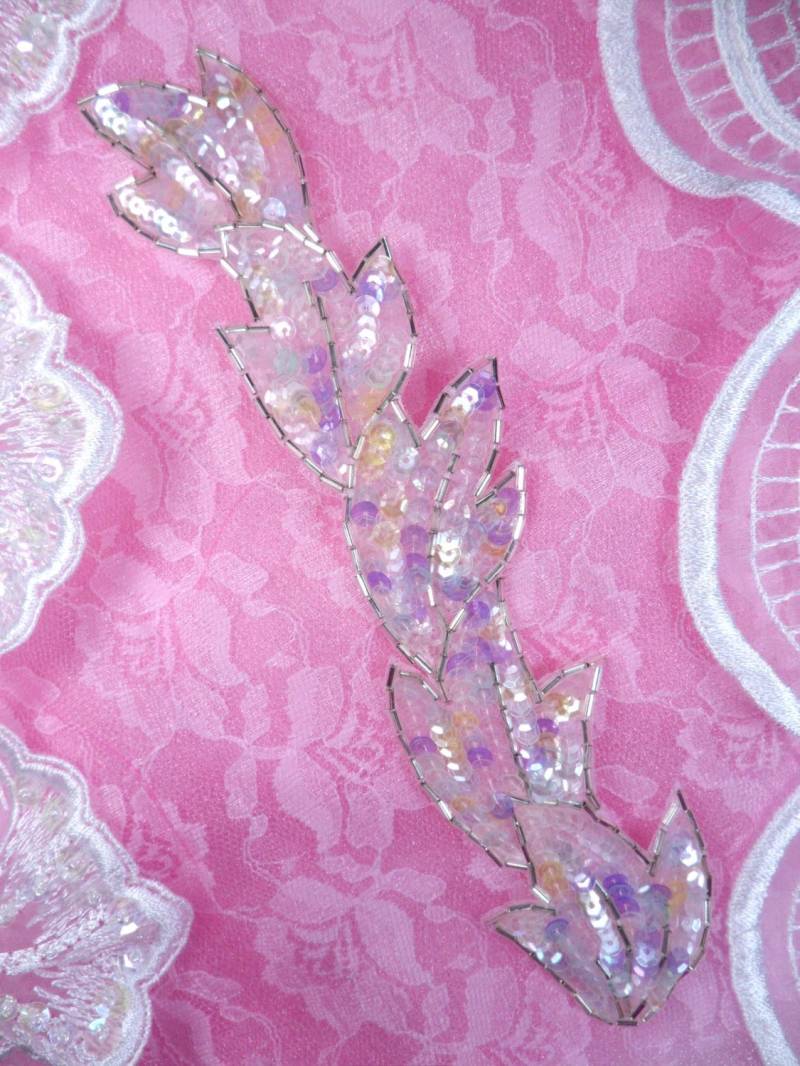 Fs511 Pastell Multi Ab Blatt Cluster Pailletten Silber Perlen Applikation Aufnäher Motiv Sewing Crafts 21 cm | Fs511-Pm von gloryshouse