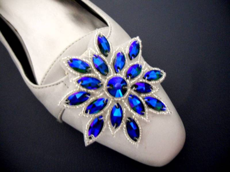 Glas Schneeflocke Applikation Blau Grün Silber Perlen Patch Eisen Auf 2, 75"(N19-Blgr von gloryshouse